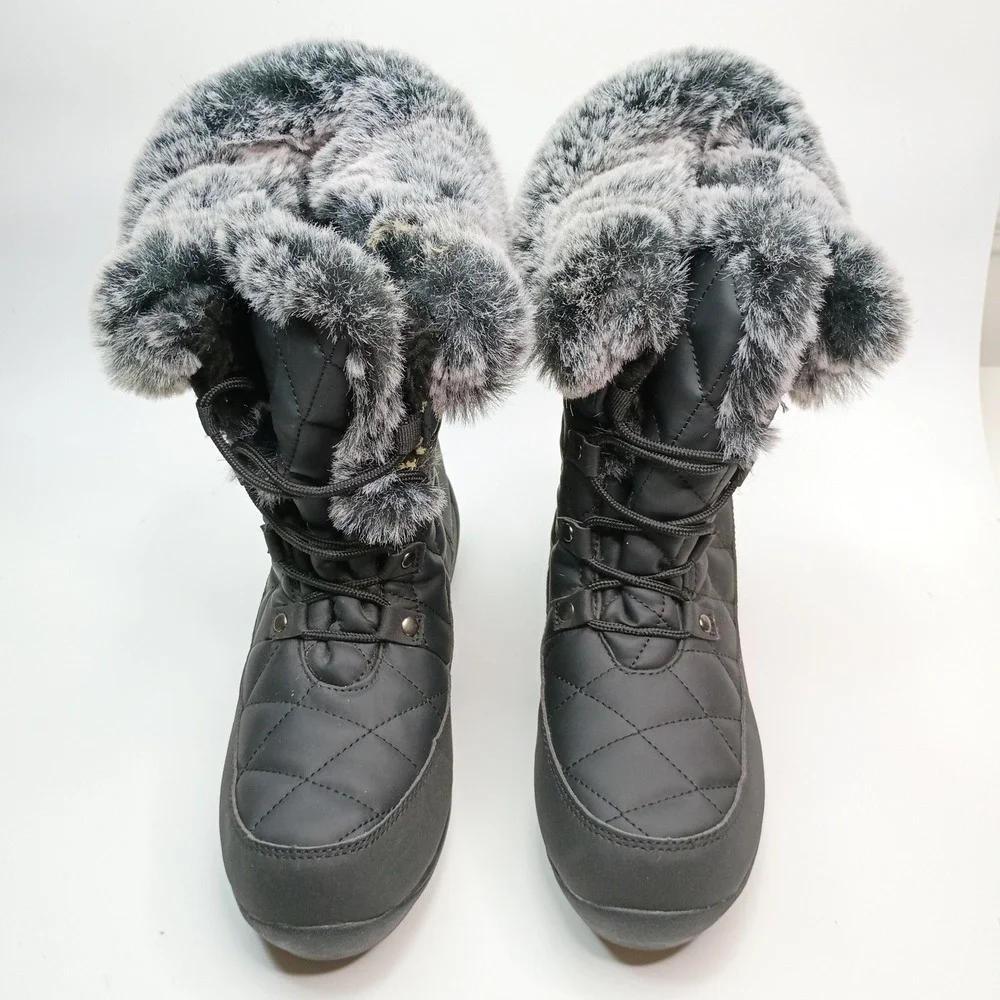 Arctic Shield Womens Black Quilted Faux Fur Winter Snow Boots ASW-B104-BLK Sz 9M